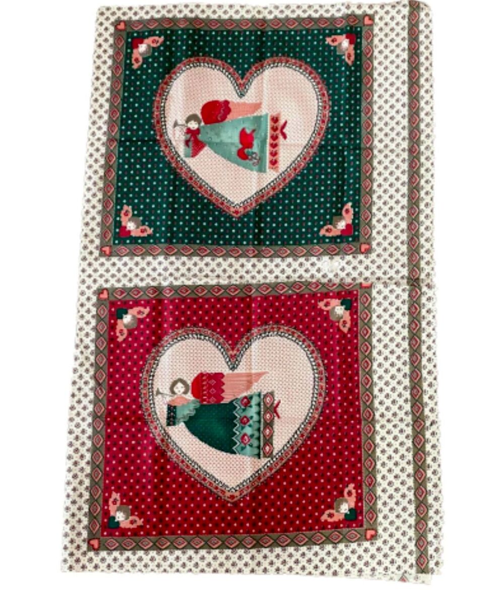 Vintage Christmas Angel Cherub Fabric Panel DIY Pillow Case Sewing Project